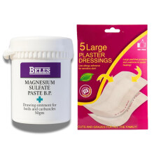 Magnesium Sulphate Paste 50g with 5 x Sterile Wound Dressings | Drawing Ointment for Boils, Splinters & Insect Bites | Soothing & Fast-Acting Relief