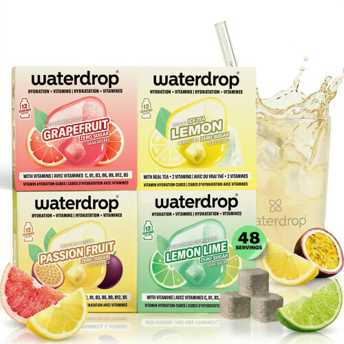 waterdrop Microdrink Tropical Fruit Set - 48 Water Flavouring Hydration Tablets, Flavoured Water Cubes in Grapefruit, Lime