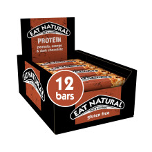 Eat Natural Protein Packed Bars - Peanuts, Dark Chocolate & Orange - Gluten Free, High Fibre Energy Snacks - Zesty Marmalade Flavour - Bulk Multipack