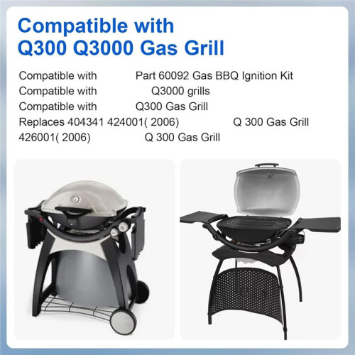 60092 Grill Push Button Igniter Kit Replacement for  Q 3000 404341 424001 426001 Grill Ignition Parts Fire 1