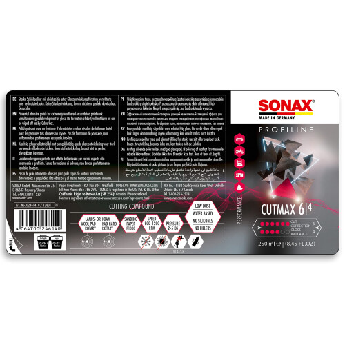 SONAX PROFILINE Cutmax (250 ml) - High Effective Abrasive Polish for 1