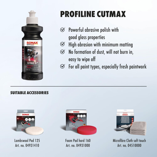 SONAX PROFILINE Cutmax (250 ml) - High Effective Abrasive Polish for 2