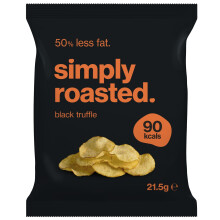 Simply Roasted - Black Truffle Crisps | 12 x 21.5g Impulse Bags | Earthy & Luxurious | Vegan | 50% Less Fat | Under 99 Cals Per Serve | Triple Cooked