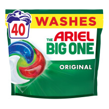 Ariel The Big One PODS, Washing Liquid Laundry Detergent Capsules 40 Washes, Original, 2X Stain & Odour Removal, Fast Dissolving Even in Cold