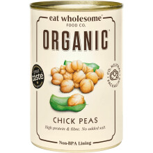 Eat Wholesome Organic Chick Peas, 400g (Pack of 12) - In Water, Pre-Cooked, No Added Salt, 100% Natural, Source of Protein, Vegan, Non-BPA Lining