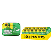 Tropical Sun Canadian Style Sardines in Hot Peppers | 106g All Natural Tinned Sardines Protein and Omega-3 | Freshly Packed Tinned Fish for a Rich &