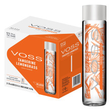 VOSS Tangerine Lemongrass Flavoured Sparkling Water, Pack of 12 x 375ml VOSS Original Glass Bottles, Zero Calories, No Sugar, Naturally Sourced