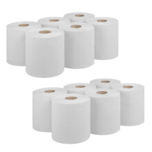 REQUISITE NEEDS CENTREFEED Rolls 2 PLY Paper Towels Hand Towel Tissue Premium Quality Wall Mounted Lockable Rolls 100m (Pack of 12, White)