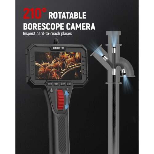 KAIWEETS Endoscope Inspection Camera Two-Way Articulating 0.25" Probe 1