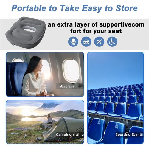 Coussin de , Coussin de Siège Gonflable Portable - Idéal pour les Sièges D'Avion et de Stade 2