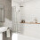 5 Panel 1200 x 1400mm Chrome Over Bath Glass Shower Screen Folding 2