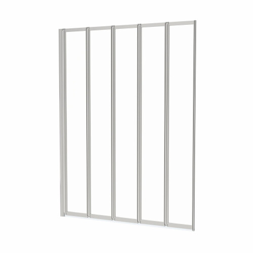 5 Panel 1200 x 1400mm Chrome Over Bath Glass Shower Screen Folding 2