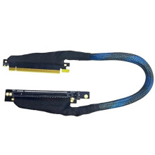 1Pc PCIE 4.0 X16 Extension Cable for GEN4 Braided Mesh Harness Riser for AI Server Card(30cm,16AD4 Right-Right)