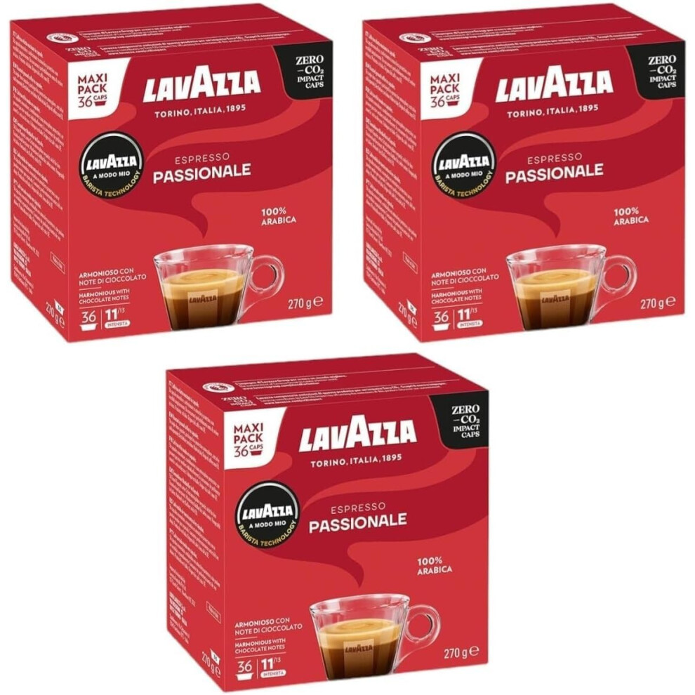 Lavazza A Modo Mio Espresso Passionale Coffee Pods X36 (Pack Of 3, Dark
