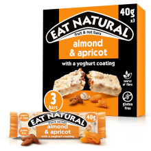 Eat Natural Fruit & Nut Bars - Almond & Apricot with Yoghurt Coating - Gluten Free, High Fibre Snacks - Creamy & Crunchy Treats - Multipack 3 x 40g