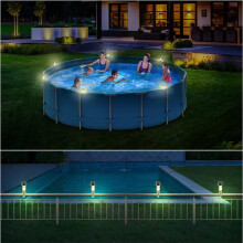 Faro Solare per Piscina, Cornice Decorativa per Recinzione da Terra, Lampade A LED Impermeabili per Bordo Piscina da Esterno, 10 Pezzi