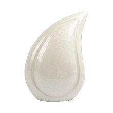 White Teardrop Cremation Urn for Adult Ashes Premium Aluminium Memorial Urn with Secure Threaded Base, 12 Inch Elegant Tribute