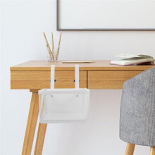 Organisateur de Bureau à Pince pour la Gestion des Câbles, Petit Panier Blanc pour Ranger les Chargeurs et les Télécommandes sur le Bureau