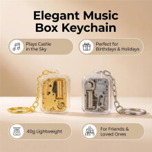 1set/2pcs Music Box Keychain, 1 Gold and 1 Transparent Acrylic Winding Music Keychain Gift with Song