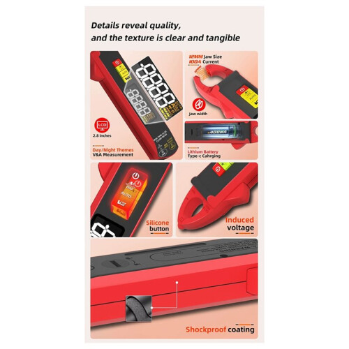 BSIDE Digital Clamp Meter 1mA High-Precision Ammeter Pliers True RMS  AC Current Multimeter with Temperature Test 1