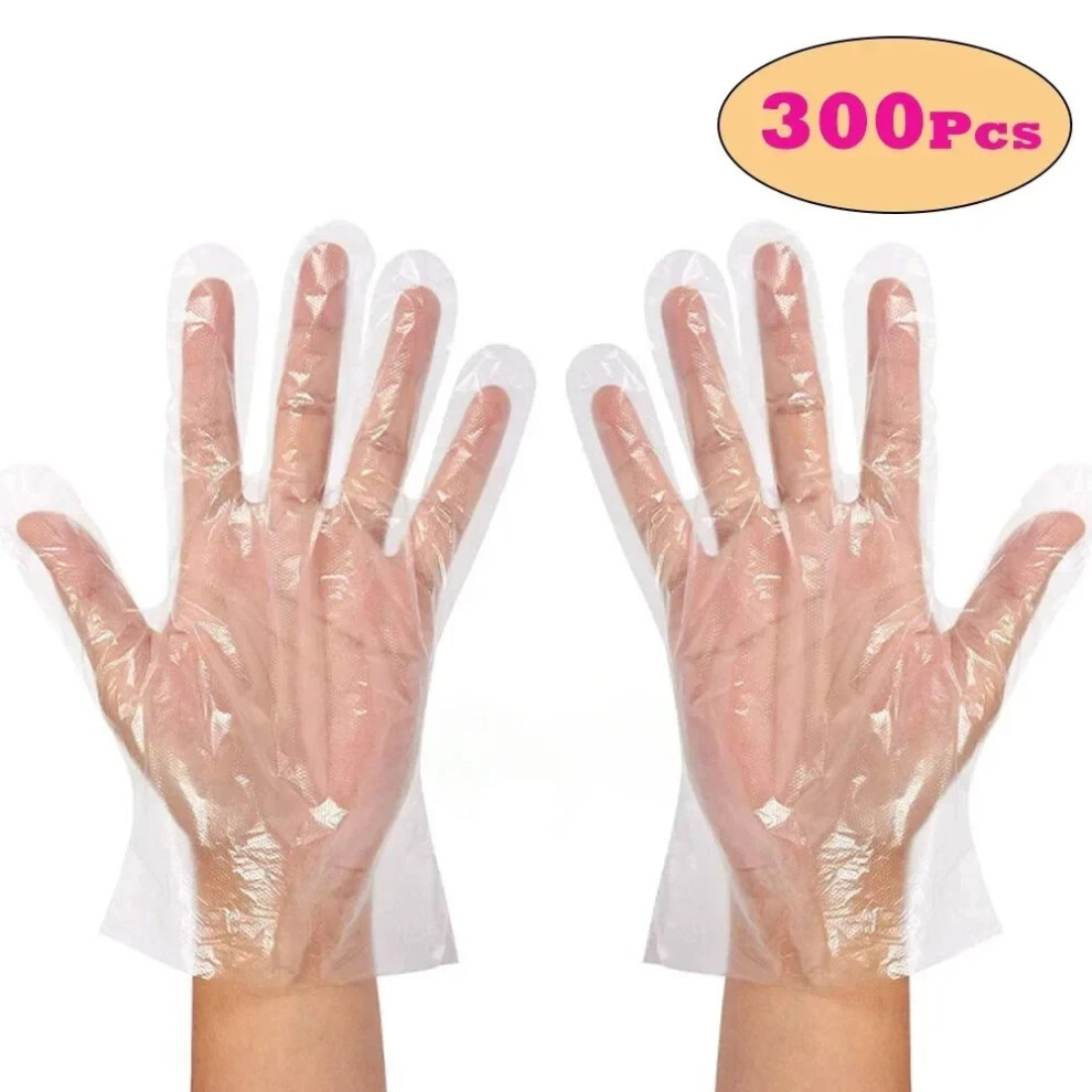 300Pcs Clear Disposable Plastic Gloves - Food Grade Latex-Free Transparent Gloves For Cooking, Cleaning, Food Prep, Bbq & Household Use 810562938853