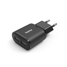 Chargeur - adaptateur secteur Hama - hamn2600201971 - Chargeur, 2 USB-A, 12 W, Noir