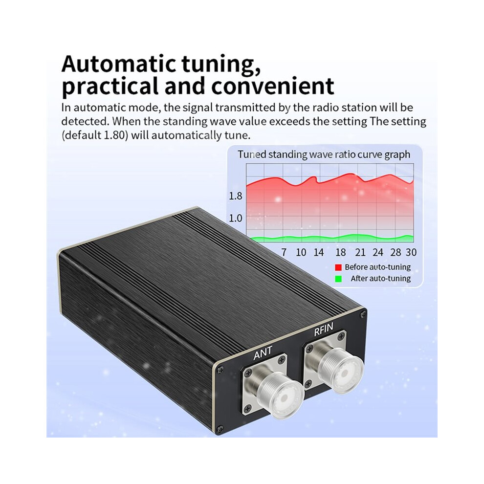 Atu-100Pro Automatic Universal Antenna Tuner 100W 1.8-55Mhz 0.96-Inch Oled Display With Metal Shell Recharbable Battery 6031925083049