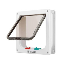 Dog Cat Flap Door with 4 Way Security Lock Flap Door for Dog Cats Kitten ABS Plastic Small Pet Gate Door Cat Dogs L
