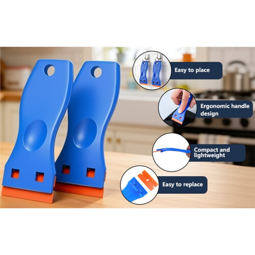 8PCS Non-Scratch Plastic Blade Scraper Tool with 100PCS Blades for Safe Adhesive Removal 1