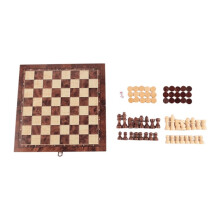 Faltbares 3-In-1-Schach-Backgammon-Holzbrett, Faltbares Brettspiel, 29 X 29 cm