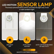 LED Motion-Activated Directional Rotating Flexible Sensor Night Light AC Outlet Plug-in Wall Stair Lamp US Plug