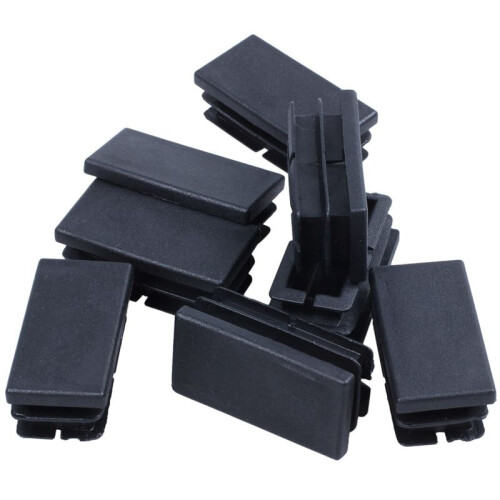 160 Pcs Black Plastic Rectangular Blanking End Caps Inserts 20mm X 40mm 1
