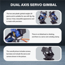 MG90s/SG90 Camera Platform 20G FPV Camera Mount Dual Axis Servo Gimbal 28x28mm Camera with Two 9G Servo for FPV