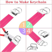 Conjunto de Acessórios para Chaveiro, 50 Peças de Chaveiro com Cordão de 2,5 cm com Alicate para Chaveiro e Presilha de Pulso