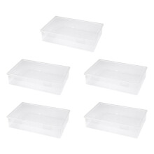 5X Boîte de Rangement Carrée Transparente en Plastique pour Dossiers Boîte de Rangement pour Dossiers M