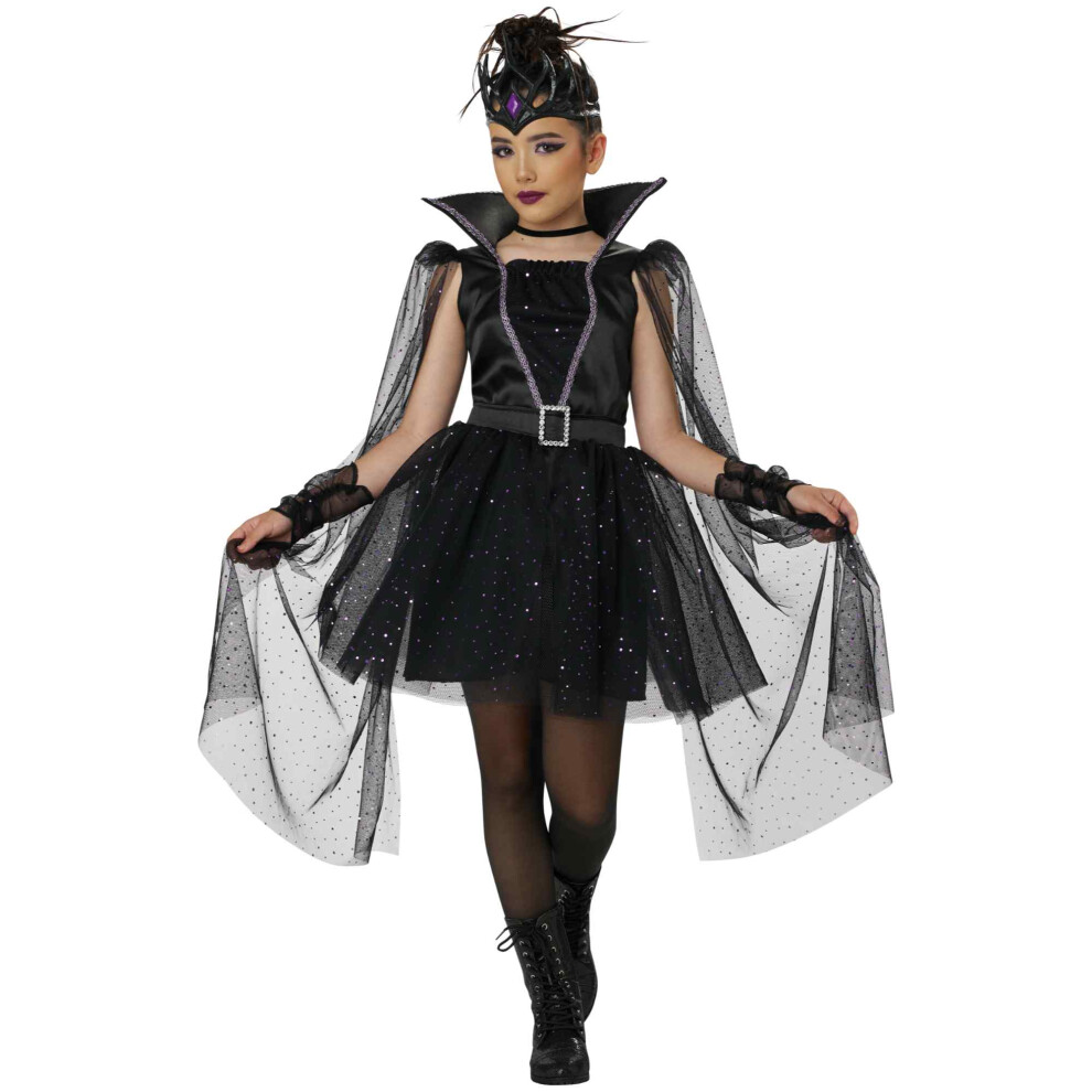 Photos - Fancy Dress , Black) Dark Majesty Evil Queen Gothic Fairytale Villain Halloween Girls Costume(Medium (8-10)