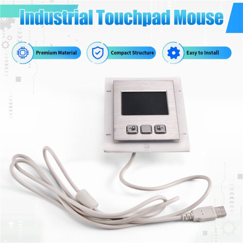 Panel Mount Industrial Waterproof Touchpad Mouse Metal Construction High Sensitivity Accurate Cursor Control, USB 1