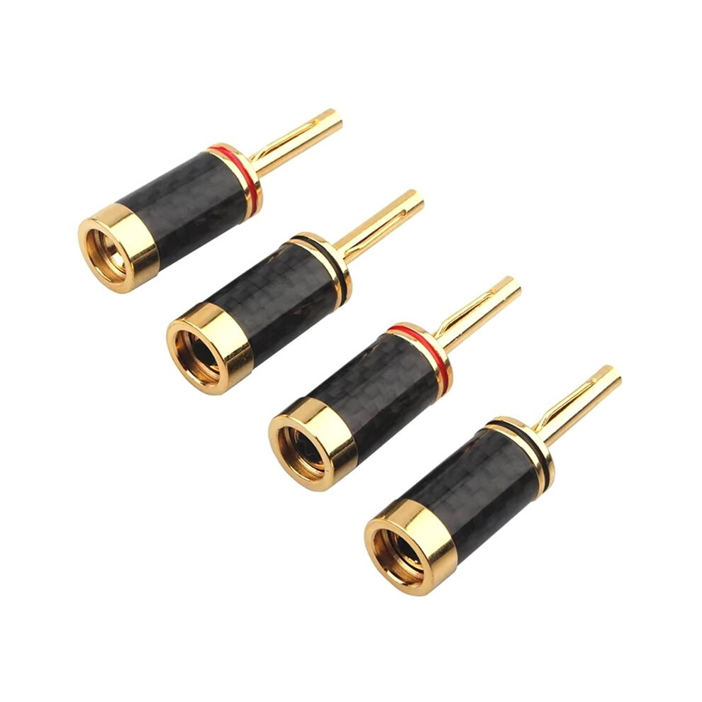 4Pcs Audiophile Speaker Cable Connector Banana Plug Copper Carbon Fiber Hifi Audio Adapter For Amplifier Speaker Gold 6032967337602