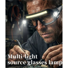 Multi Function 2 in 1 Glasses Goggle Light USB C Rechargeable Touch Control Headlamp Repair Work Emergency Lamp Hiking