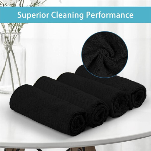 Black Microfiber Cleaning Cloth , 10 Pack, Microfiber Cleaning Cloth, Ultra-Absorbent and Reusable 2