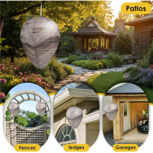Lot de 4 Faux Nids de Guêpes Étanches à Suspendre en Extérieur pour Terrasse, Jardin, Cour, Avant-Toit et Maison