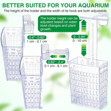 4-Teiliger Höhenverstellbarer Aquarienpflanzenhalter mit Ausziehbarem Haken und Saugnapf für Aquarien und Aquaponik-Pflanzen B