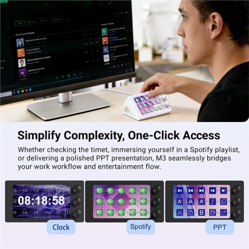 M3 Visual Console Magnetic Transparent Custom Keyboard Desktop Macro Keys Black