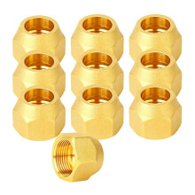 10PCS SAE 45 Degree Flare Tube Fitting, 1/4" Flare Nut Air Conditioning Copper Pipe Extension Butt Copper Tube Fitting