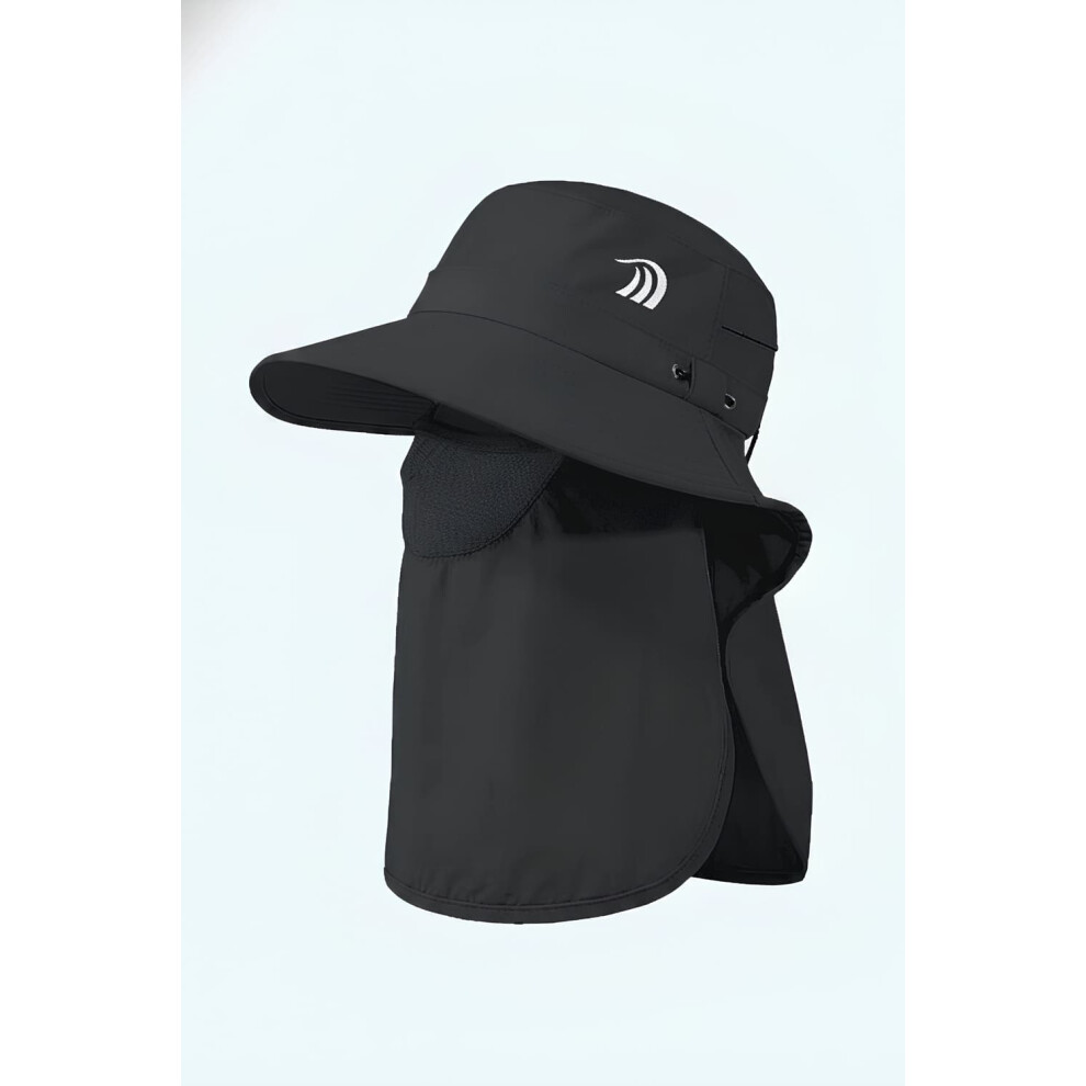 Upf 50+ Fishing Hat With Face Protection Black 762292690269