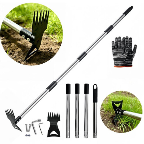Dual-Headed Garden Hoe Set Weeder Tool with Adjustable Handle for Flower Beds Weeding 2