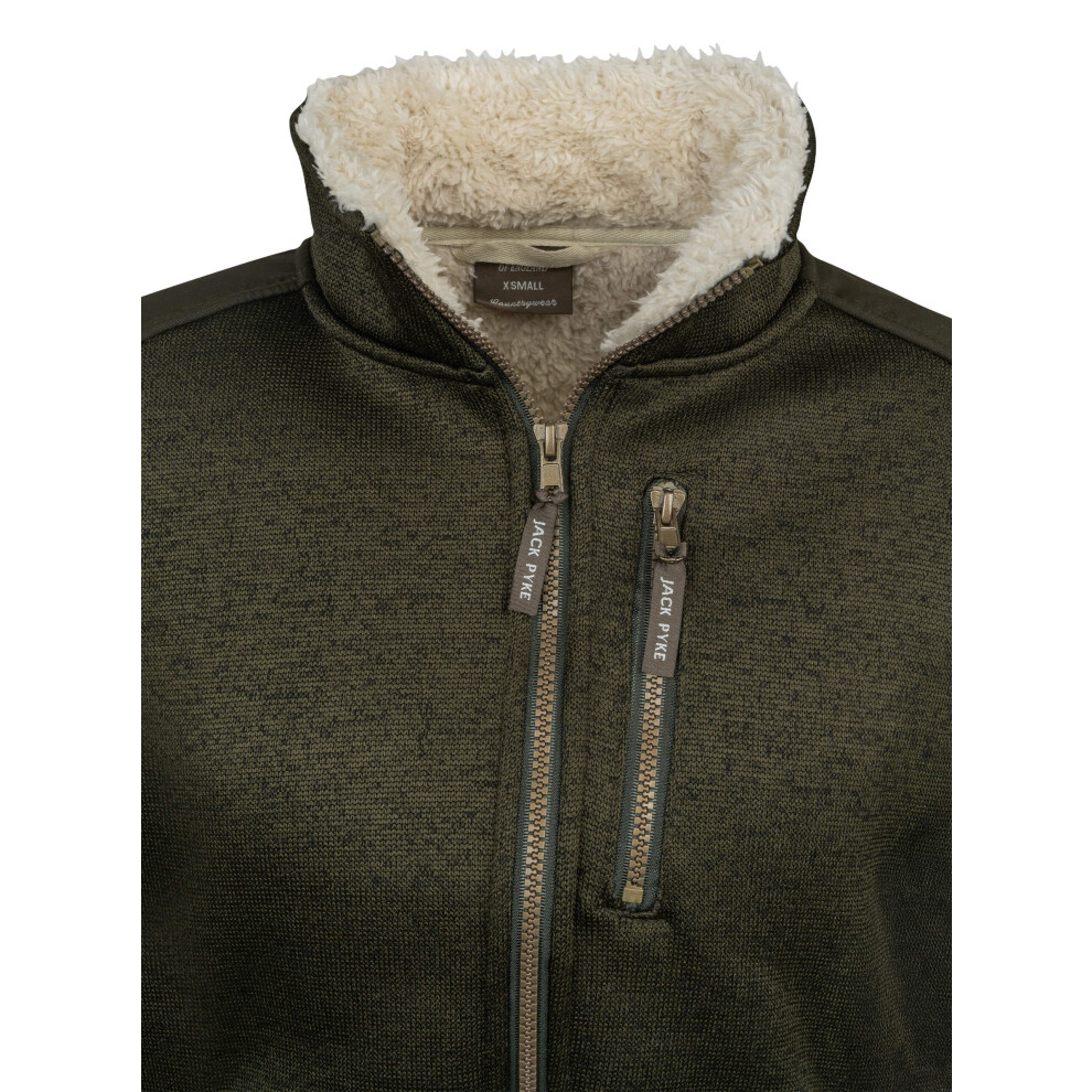 Jack Pyke Ladies Scandinavian Fleece Jacket Dark Olive Medium Green