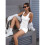 1 Piece Workout Jumpsuits for Women Backless Tummy Control Sleeveless Jumpsuits White L 7