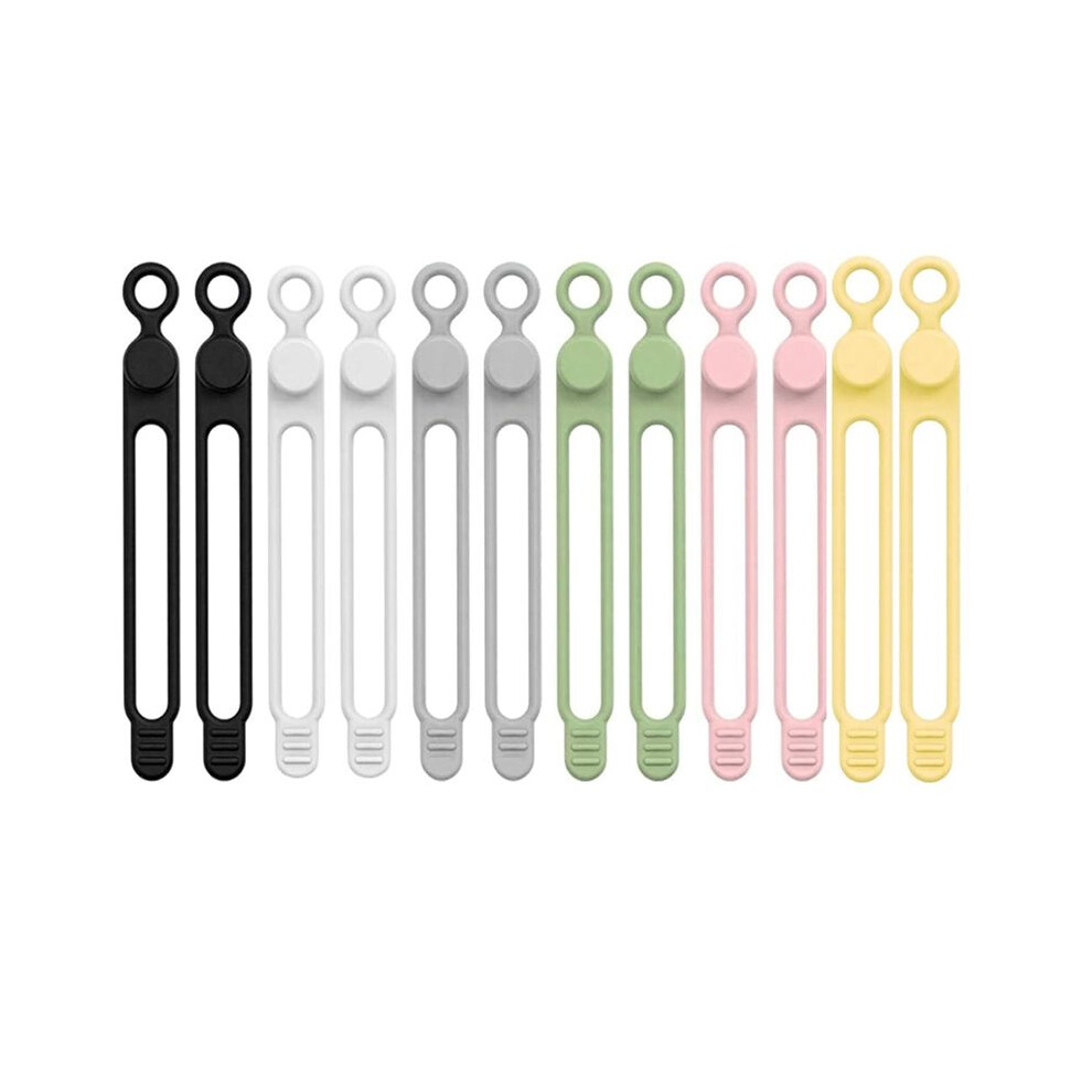 12Pc Data Cable Organizer, Upgrade Silicone Cable Ties Reusable Cable Management Organizers, For Fastening And Bundling 6033243887316