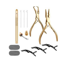Kit D'Outils pour Extensions de Cheveux, Pince Ă Micro-Billes en Acier Inoxydable et Pince Ă Retirer les Billes D'Extensions de Cheveux